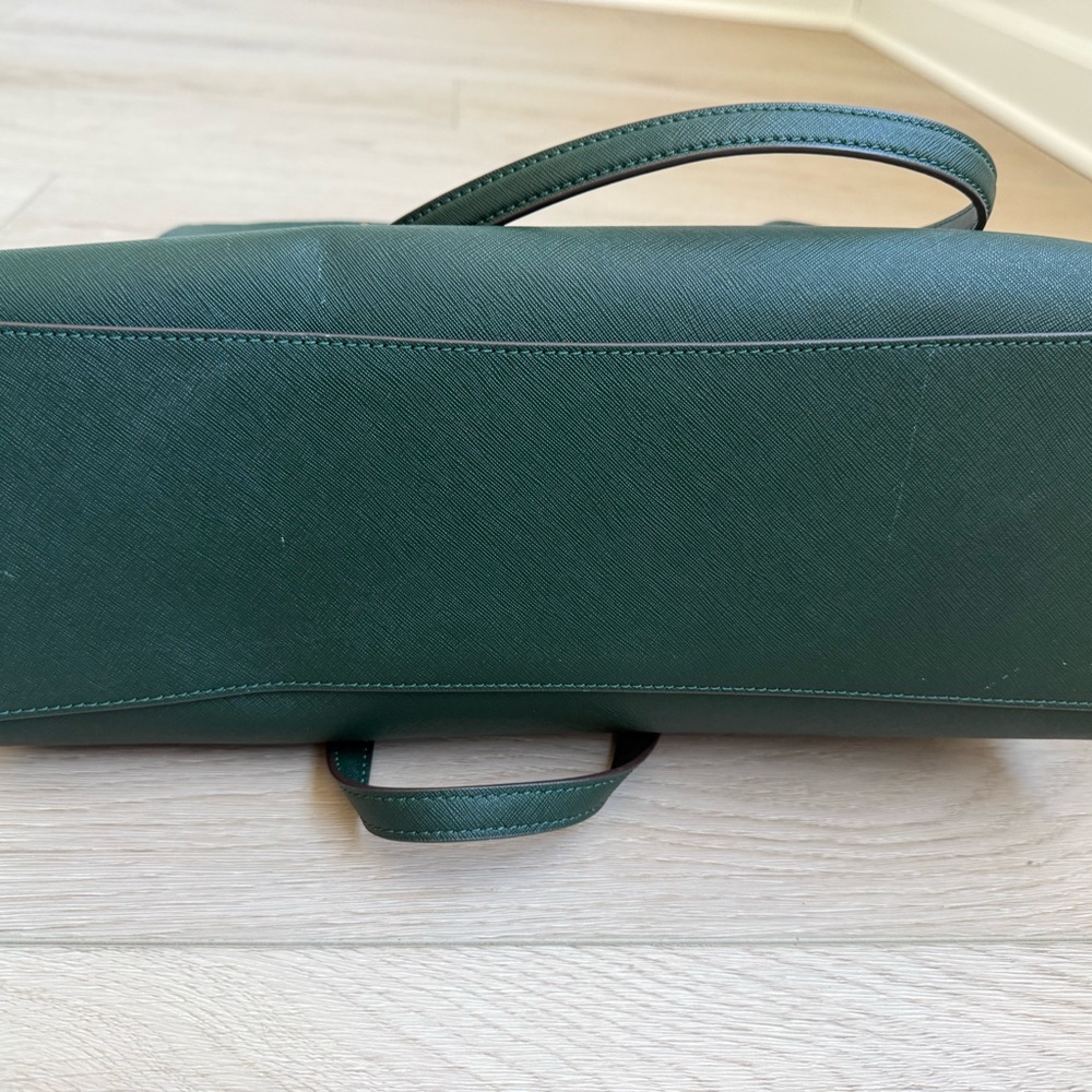 Tory Burch Forest Green Tote with Gold Accents - Picture 11 of 12